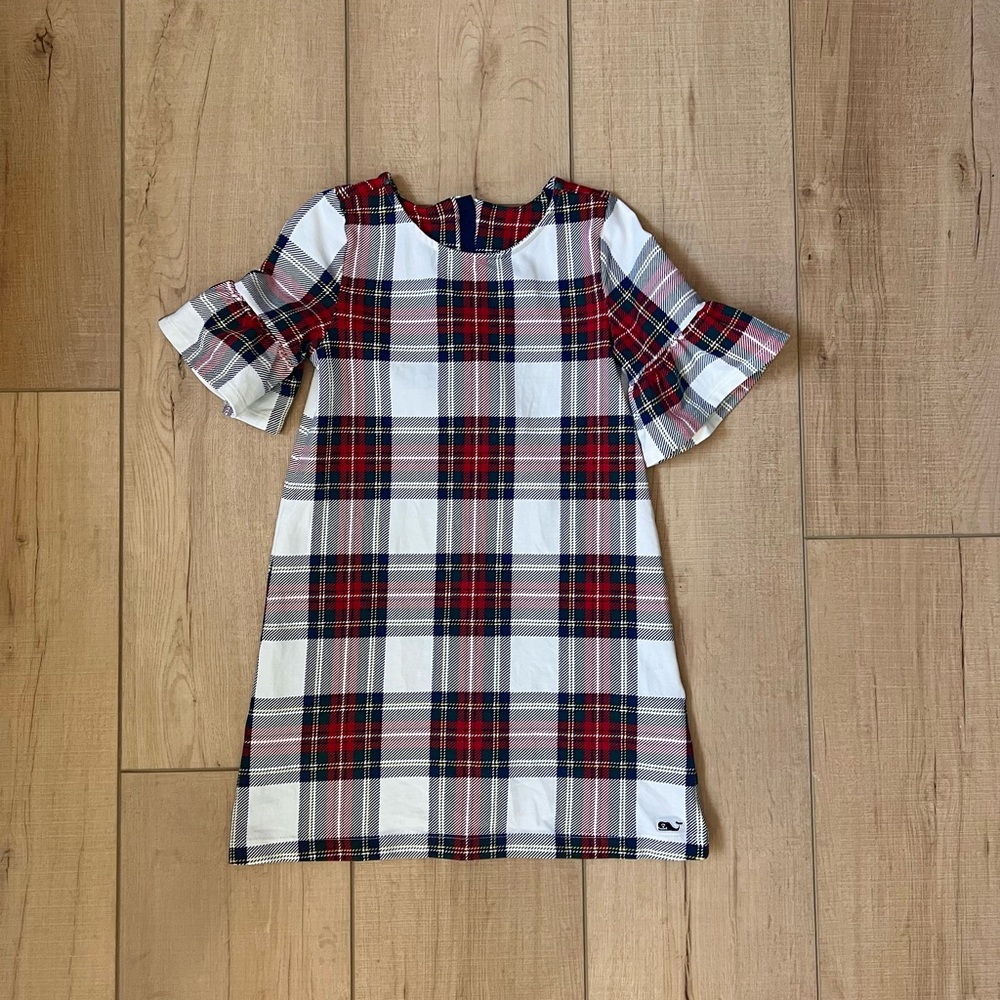 Plaid Ruffle Sleeve Dress